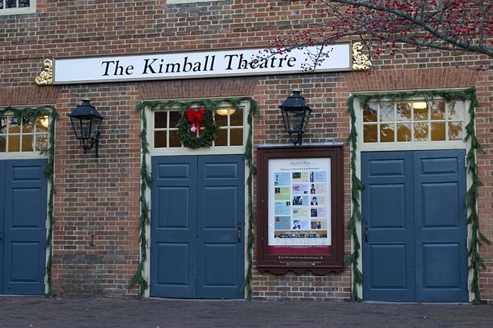 photo shows a front door of the former ware house, with a sign that says kimball theatre