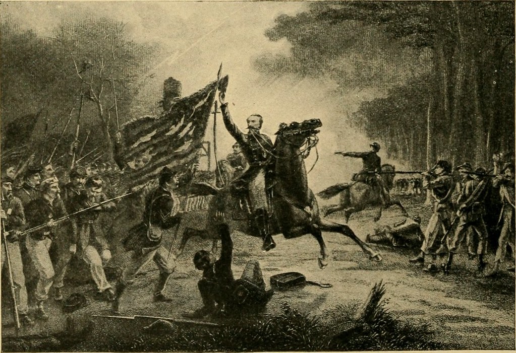 photo shows an illustration of a specific battle in the Gettysburg battle