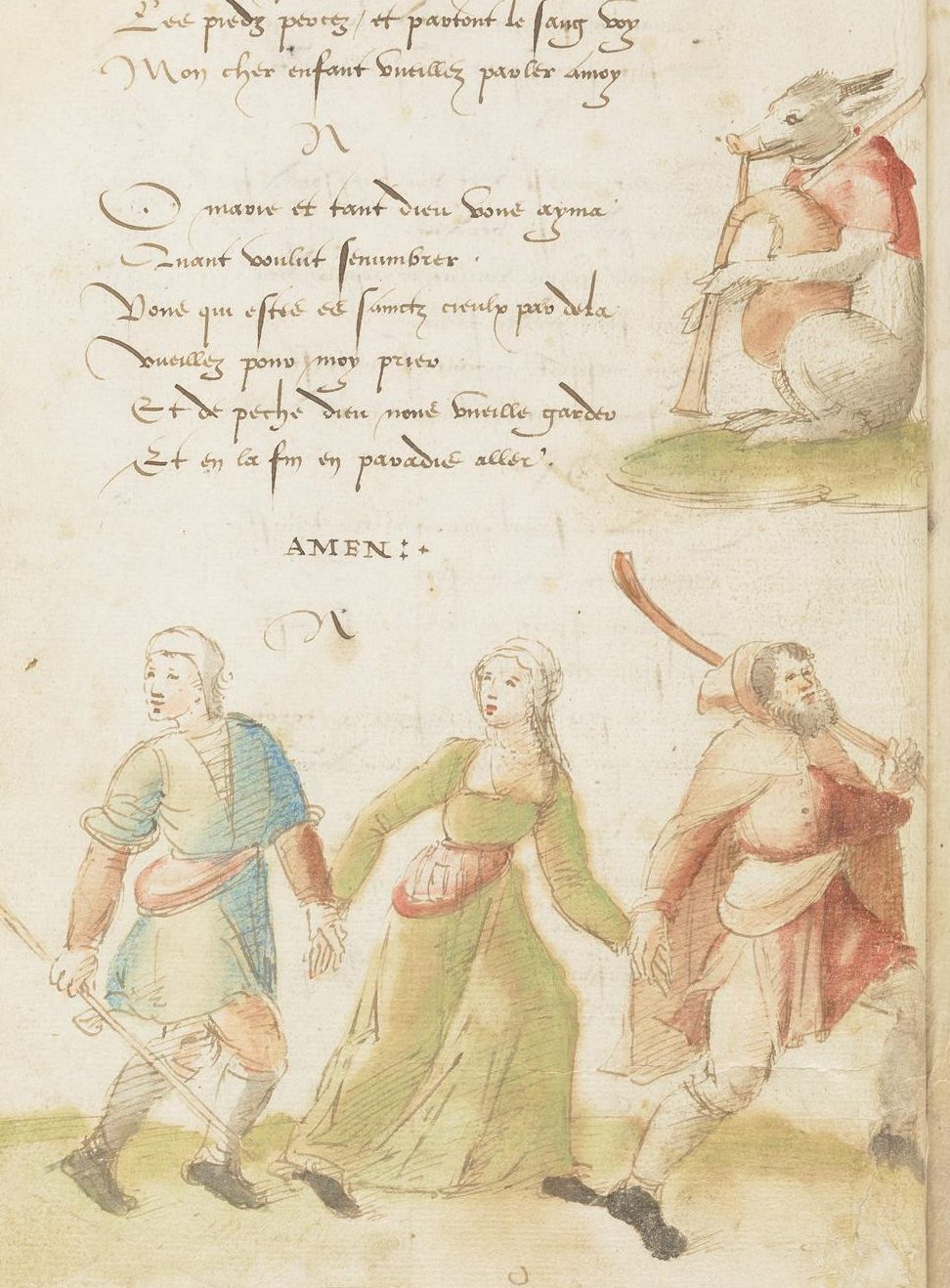 A medieval carol. Carols dance around a selection of text