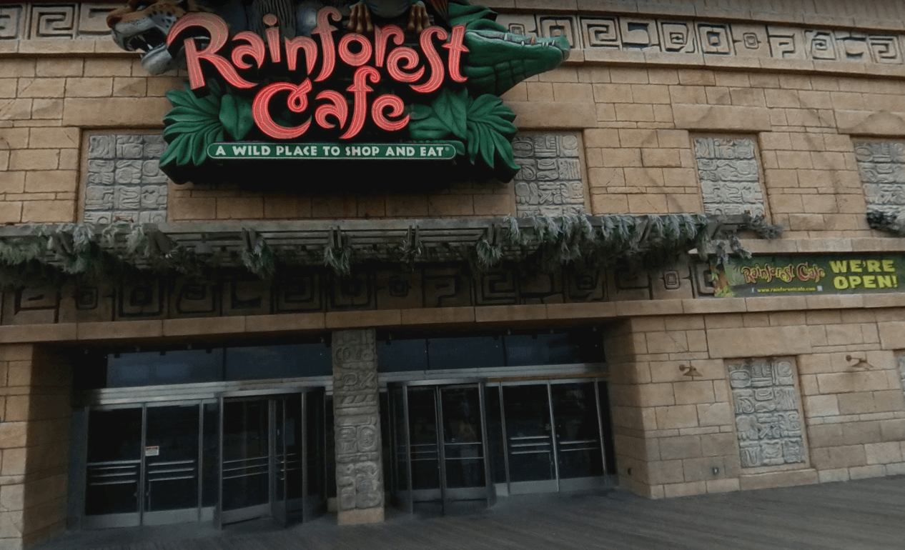 Outside View of Rainforest Cafe in Atlantic City, NJ, meeting location of Atlantic City Ghosts Tour