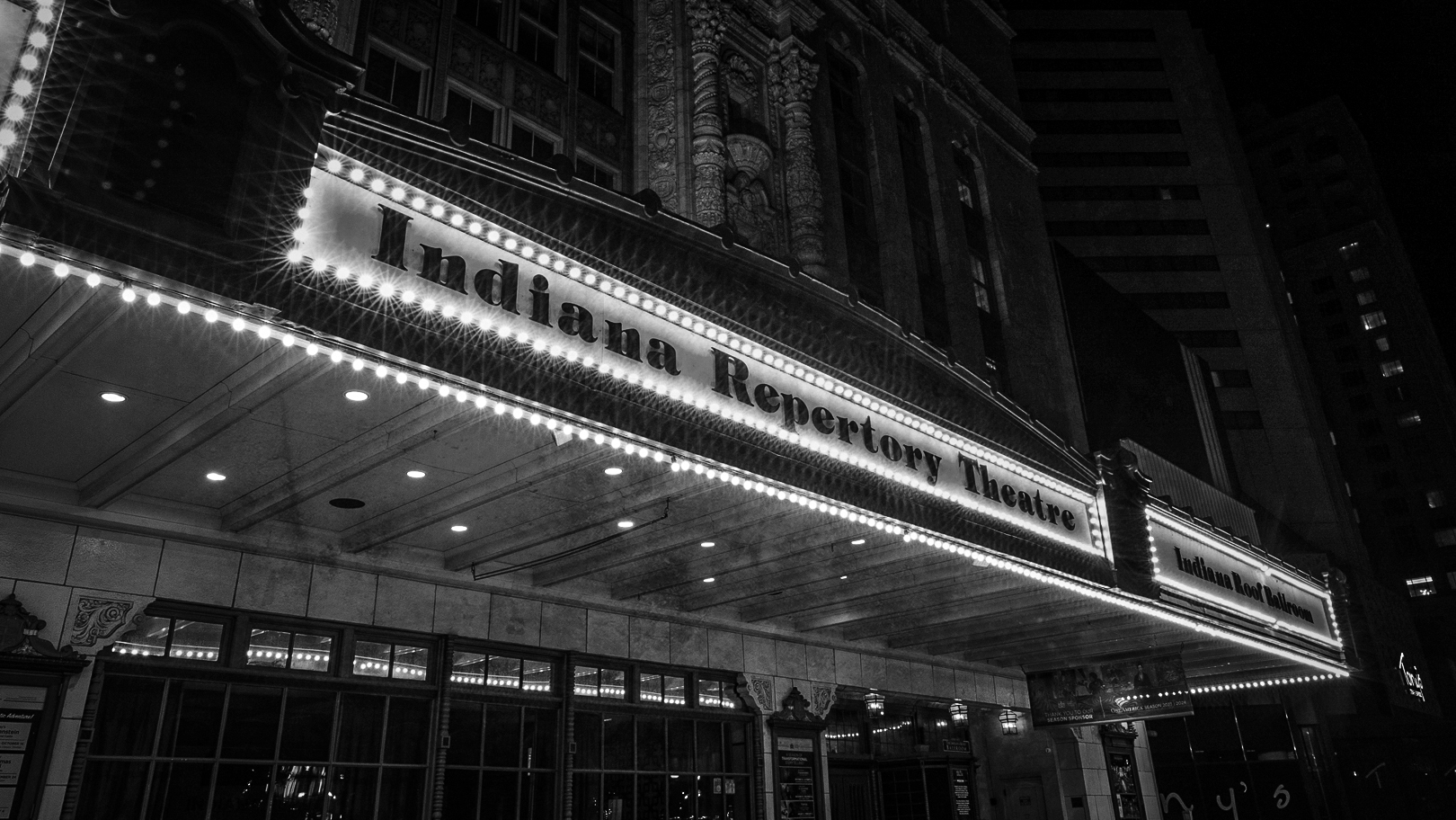 The marquee of the Indiana Repertory Theatre